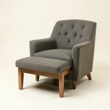 Elha 25 '' Wide Tufted Polyester Barrel Chair And Ottoman (synthetic illustration; no displayed measurements)