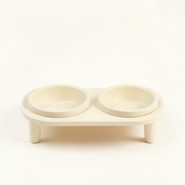 Elm Field Pet Feeding Stand With Two Plain Empty Bowls - Ivory (synthetic illustration; no displayed measurements)