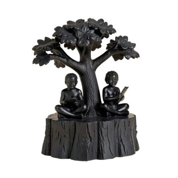 Cerys Two Kids On A Tree Log Reading Statue