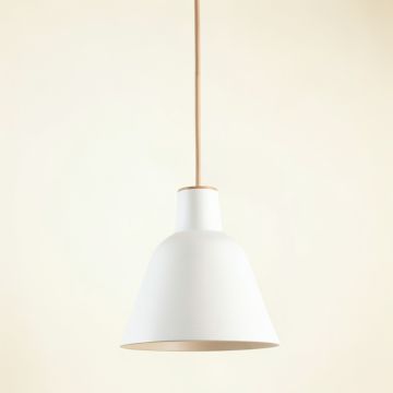 Moss Arc Pendant Light Suspended From One Plain Cable - White (synthetic illustration; no displayed measurements)