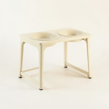 Alder Brook Pet Feeding Stand With Two Plain Empty Bowls - Ivory (synthetic illustration; no displayed measurements)
