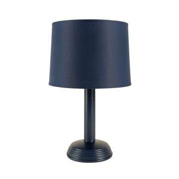 Olive Arc Table Lamp With A Plain Fabric Shade - Navy