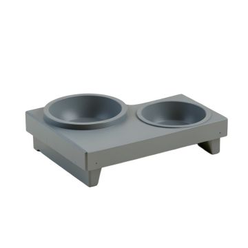 Summit Bend Pet Feeding Stand With Two Plain Empty Bowls - Gray