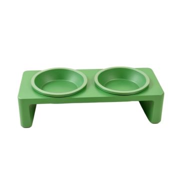 Hill Canyon Pet Feeding Stand With Two Plain Empty Bowls - Green