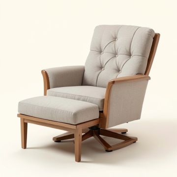 Lucey 34.6 '' Wide Tufted Swivel Lounge Chair And Ottoman (synthetic illustration; no displayed measurements)