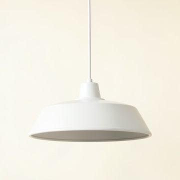 Wren Arc Pendant Light Suspended From One Plain Cable - White (synthetic illustration; no displayed measurements)
