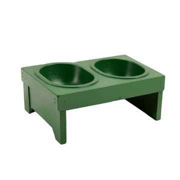 Juniper Dell Pet Feeding Stand With Two Plain Empty Bowls - Green