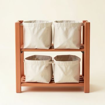 Birch Bridge Laundry Sorting Station With Plain Removable Bags - Terracotta (synthetic illustration; no displayed measurements)