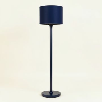 Wren Bend Floor Lamp With A Plain Fabric Shade - Navy (synthetic illustration; no displayed measurements)