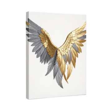 Fashion And Glam Gold My Amethyst Angel Wings Feathers - Wrapped Canvas Graphic Art Print