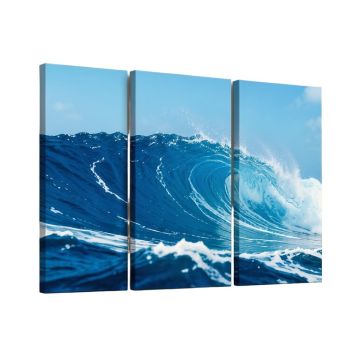 Ocean Waves In Hawaii - 3 Piece Graphic Art On Wrapped Canvas Set