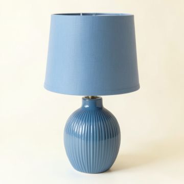 Holly Bluff Table Lamp With A Plain Fabric Shade - Blue (synthetic illustration; no displayed measurements)