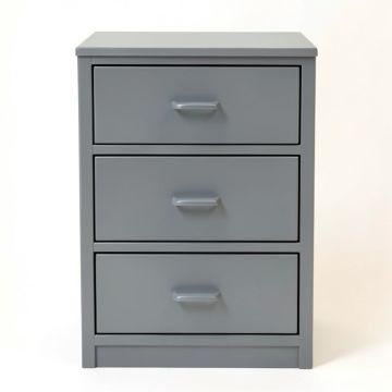 Kist 3 - Drawer Metal Nightstand In Gray (synthetic illustration; no displayed measurements)
