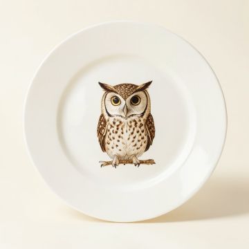 Royal Worcester Wrendale Designs Single What A Hoot ( Owl ) Fine Bone China 8 '' Plate (synthetic illustration; no displayed measurements)