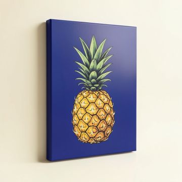 Indigo Pineapple Graphic Art On Wrapped Canvas (synthetic illustration; no displayed measurements)