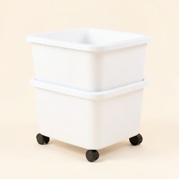 2 Tier Plastic Laundry Hamper With Wheels (synthetic illustration; no displayed measurements)