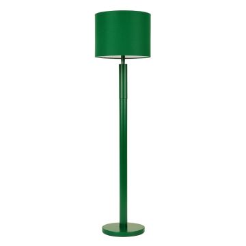 Alder Bend Floor Lamp With A Plain Fabric Shade - Green