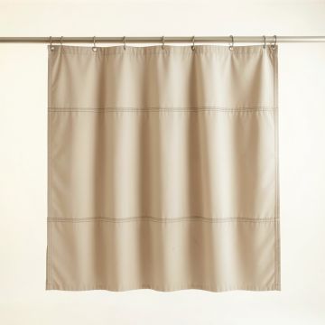 Alder Crest Shower Curtain Hanging Flat From A Plain Rod - Beige (synthetic illustration; no displayed measurements)