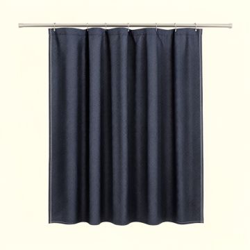 Heath Crossing Shower Curtain Hanging Flat From A Plain Rod - Navy (synthetic illustration; no displayed measurements)
