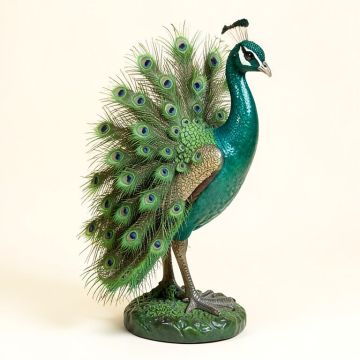 Peacock Plumage Garden Statue (synthetic illustration; no displayed measurements)