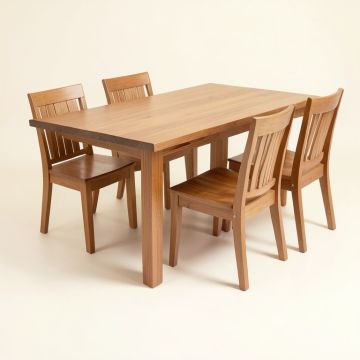 Lavedan 5 - Piece Rubberwood Solid Wood Dining Set (synthetic illustration; no displayed measurements)