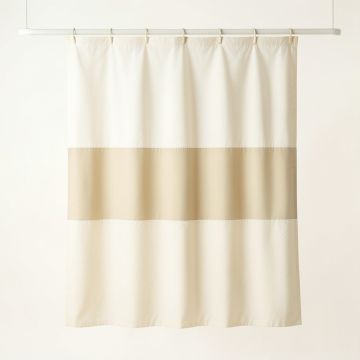 Alder Branch Shower Curtain Hanging Flat From A Plain Rod - Cream (synthetic illustration; no displayed measurements)