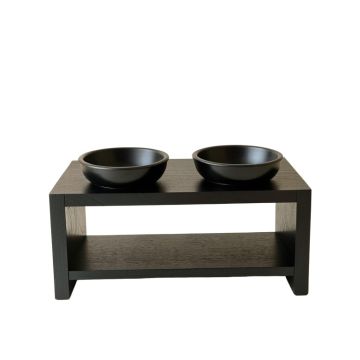 Cove Crossing Pet Feeding Stand With Two Plain Empty Bowls - Black (synthetic illustration; no displayed measurements)