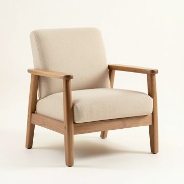 River Arc Upholstered Armchair - Beige (synthetic illustration; no displayed measurements)