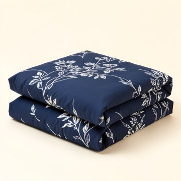 Blue Leaves Navy Duvet Cover Set (synthetic illustration; no displayed measurements)