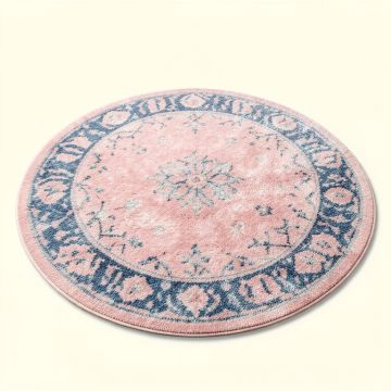 Round Amada Shag Pink/Blue Area Rug (synthetic illustration; no displayed measurements)