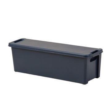 Ash Bridge Narrow Outdoor Storage Bench - Navy