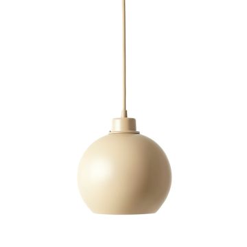 Oak Arc Pendant Light Suspended From One Plain Cable - Beige
