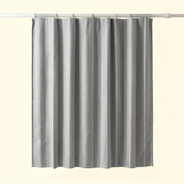 Cliff Crossing Shower Curtain Hanging Flat From A Plain Rod - Gray (synthetic illustration; no displayed measurements)
