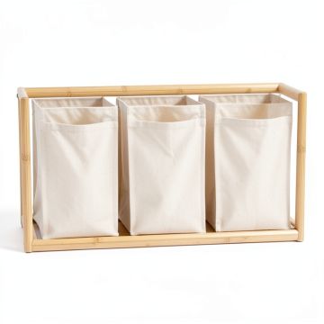 Lake Bridge Laundry Sorting Station With Plain Removable Bags - Beige (synthetic illustration; no displayed measurements)