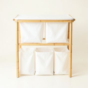 Oak Bridge Laundry Sorting Station With Plain Removable Bags - White (synthetic illustration; no displayed measurements)