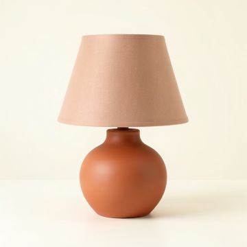 Field Canyon Table Lamp With A Plain Fabric Shade - Terracotta (synthetic illustration; no displayed measurements)