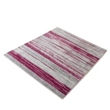 Crites Stripe Hand-Tufted Wool Silver/Magenta Rug