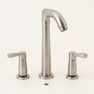 Two-Handle Waterfall Widespread Bathroom Faucet With Drain Assembly (synthetic illustration; no displayed measurements)