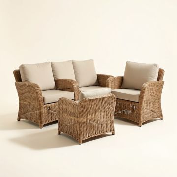 Gutha Outdoor Patio Furniture 3 Piece Rattan Seating Group With Cushions (synthetic illustration; no displayed measurements)