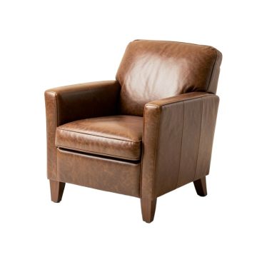 Leather Upholstered Arm Chair In , Walnut (synthetic illustration; no displayed measurements)