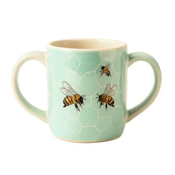 Nempnett Thrubwell Queen Bee Worker Bee And Drone Bee On Mint Hexagons Coffee Mug