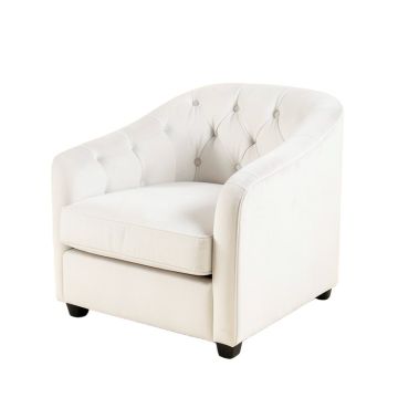 Tufted Velvet Side Chair In White