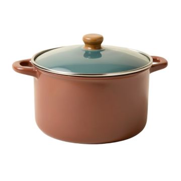 Ayesha Home Collection Porcelain Enamel Nonstick Straining Casserole With Lid , 5.5-Quart