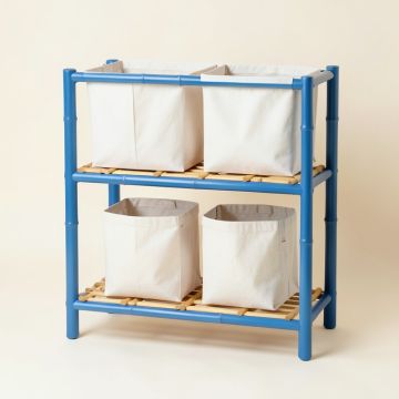 Cedar Canyon Laundry Sorting Station With Plain Removable Bags - Blue (synthetic illustration; no displayed measurements)