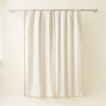 Field Edge Shower Curtain Hanging Flat From A Plain Rod - Ivory (synthetic illustration; no displayed measurements)