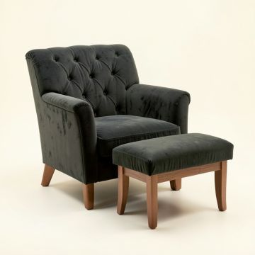 Zena 28.75 '' Wide Tufted Velvet Armchair And Ottoman (synthetic illustration; no displayed measurements)
