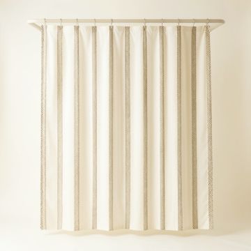 Heath Dell Shower Curtain Hanging Flat From A Plain Rod - Ivory (synthetic illustration; no displayed measurements)