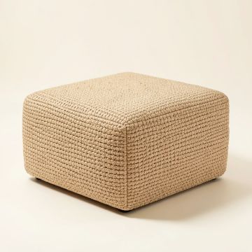 Benny Zona Hand Woven 100 % Cotton 18-Inch Pouf Ottoman , Natural (synthetic illustration; no displayed measurements)