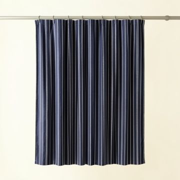 Hazel Bend Shower Curtain Hanging Flat From A Plain Rod - Navy (synthetic illustration; no displayed measurements)