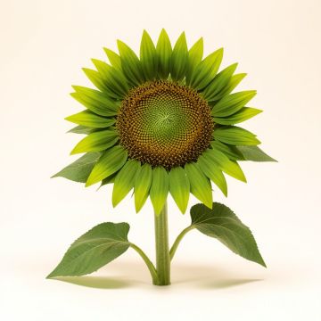 12 Inch Green Sunflower With Leaves (synthetic illustration; no displayed measurements)